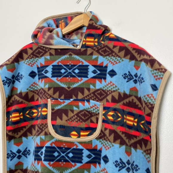 Lindo Fleece Aztec Print Vest Pullover Hooded Western Boho Design Size 11 - Picture 3 of 12
